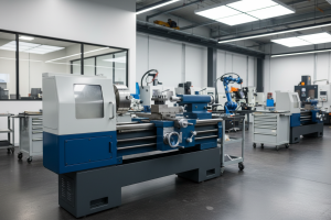 Used lathe machine in a professional factory workshop